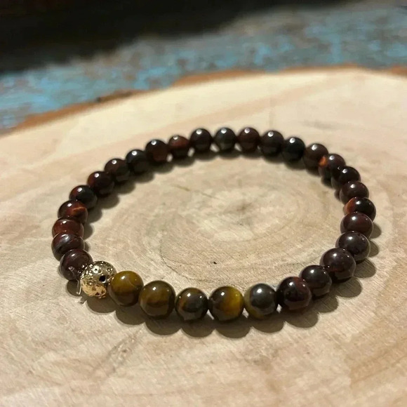 🐅 👁️ Handmade Tiger’s Eye + Red Tiger’s Eye + Lava Rock 🤎❤️ - Picture 1 of 4